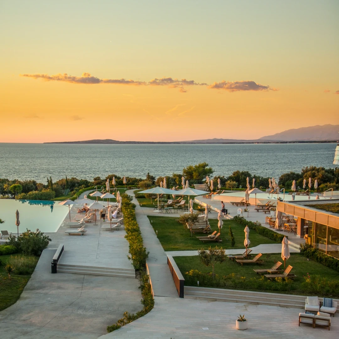 Luxury outdoor cabana with modern furnishings
